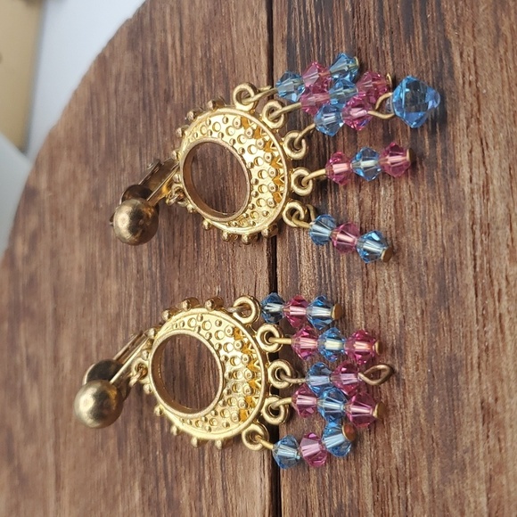 Cotton candy moonshine dangle earrings E764 - Picture 1 of 3